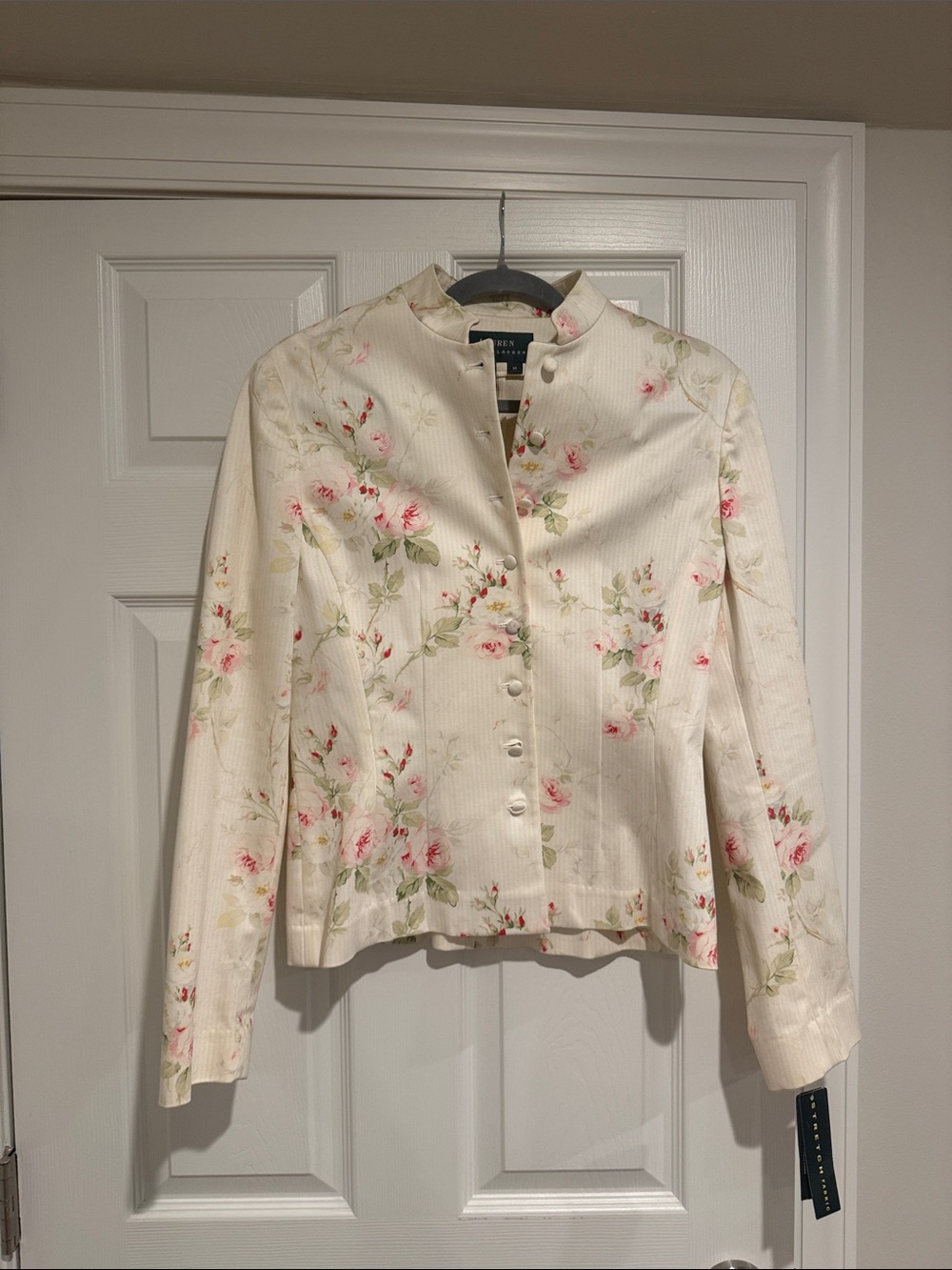 Lauren Ralph Lauren Cream Floral Button-Front Blazer